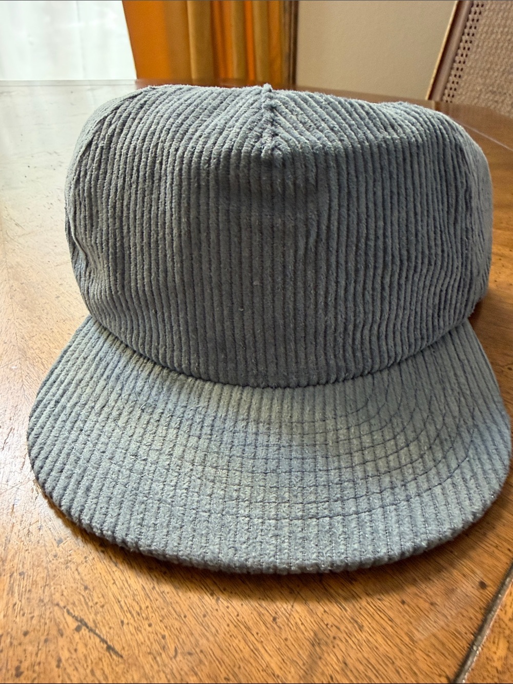 Men's Corduroy 5-Panel Cap in Light Gray - Unbranded